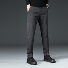 2023年秋冬高端仿牛仔男士裤子韩版潮流小脚裤修身加厚加绒休闲裤