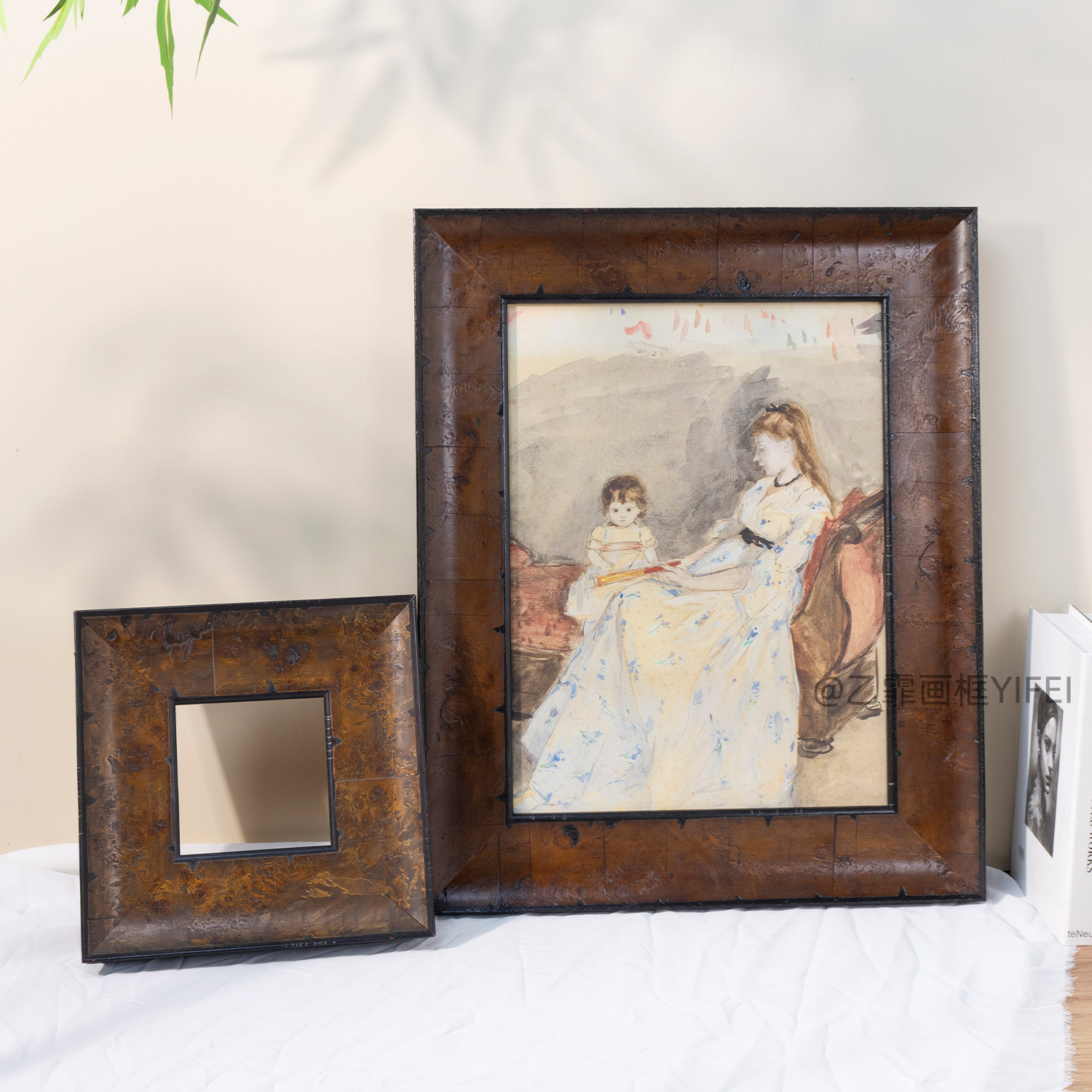 Retro francés medieval para hacer pinturas al óleo antiguas, marcos de madera decorativos de madera personalizados, marcos de madera maciza autoensamblados, marcos exteriores vacíos