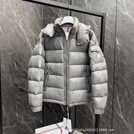 正确版本25冬季新款蒙家经典玛雅单标连帽羽绒服OS版型情侣款宽松