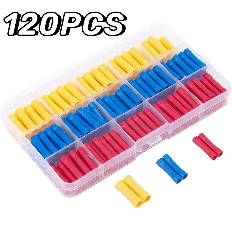120pcs盒装 bv中接管（红45蓝45黄30）冷压端子 中接绝缘接线端子