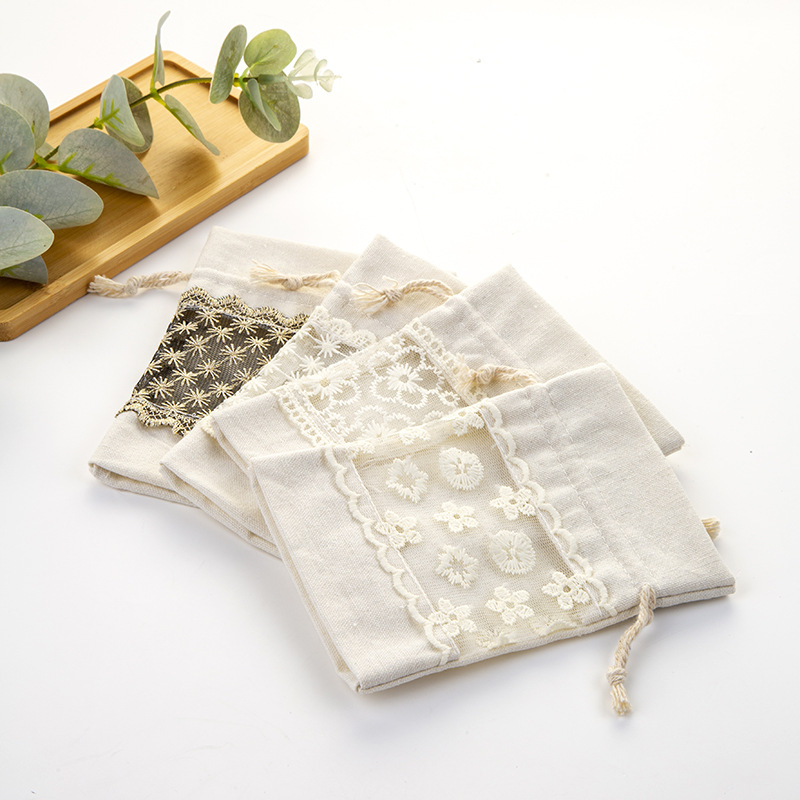 Bolsa de lona transparente ventana blanco cordón bolsa cigarrillo caramelo bolsa de regalo color sólido impreso bolsa de lona