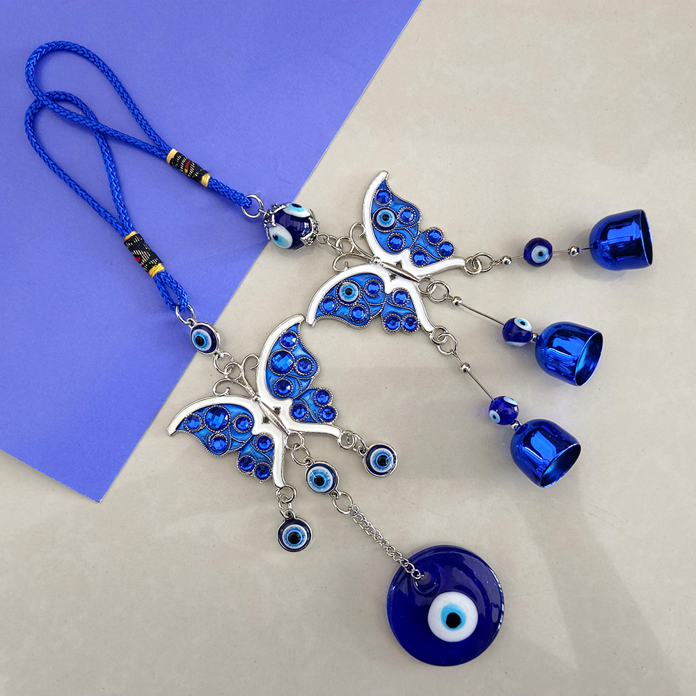 Blauer Schmetterling Evil Eye Windspiel Mediterranes Ornament_voghion.com