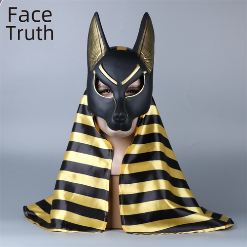 Anubis Grim Reaper Mask, Halloween Quick-Action Prop: Jackal God, Mountain Dog, Wolf Head, and the 