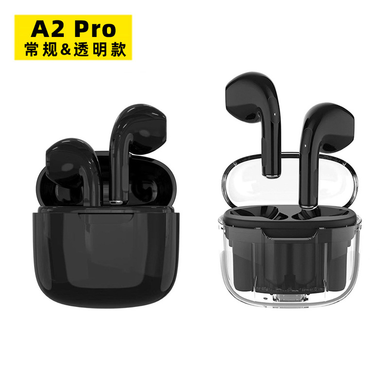 Cross-border A2 Pro Bluetooth headset Pro10 fully transparent charging warehouse Bluetooth 5.3 macaron hot half-in earplugs