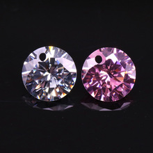 高品质5A圆形有孔锆石裸石 单孔/双孔白锆粉红 锆石打孔 裸石批发