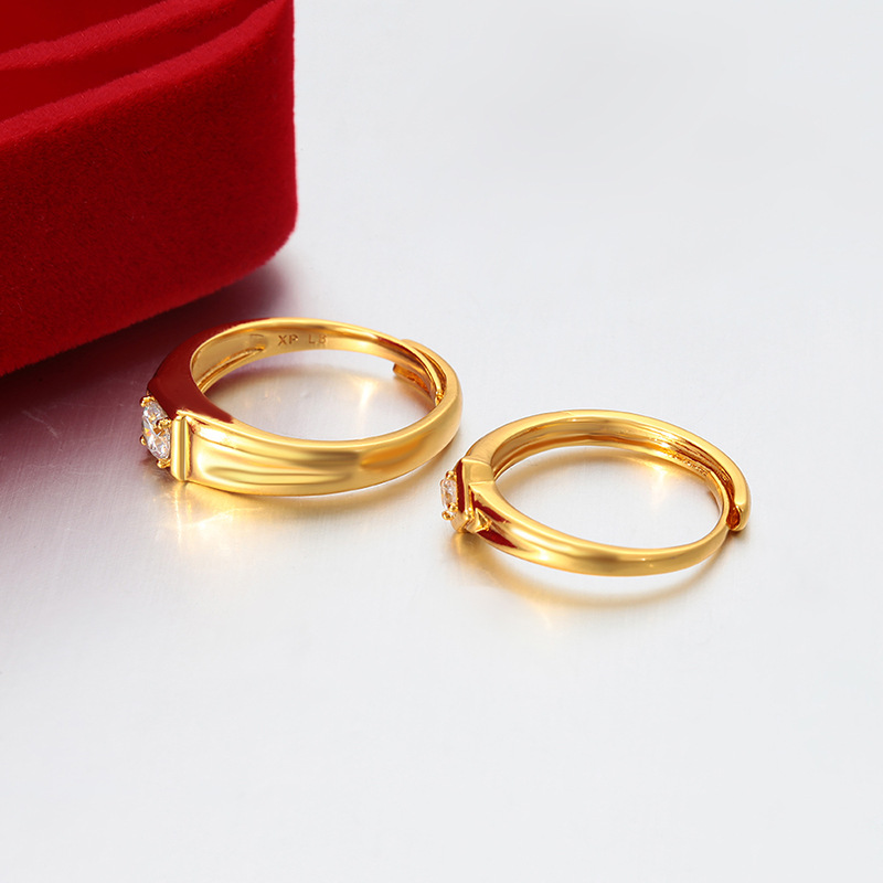 Xuping anillo de pareja transfronterizo de tendencia de personalidad de aleación de cobre chapado 24k anillo de matrimonio de estilo europeo y americano para hombres y mujeres al por mayor