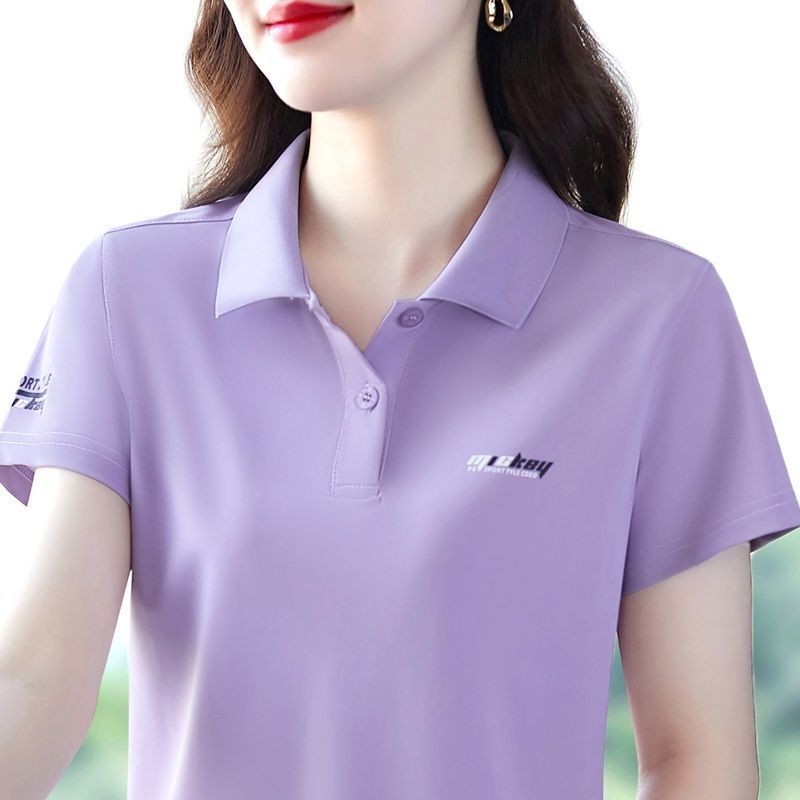 Cross-border New Summer Women's T-shirt Short-sleeved Fashionable Loose Western Style Mother's Polo Shirt Casual Sports Top