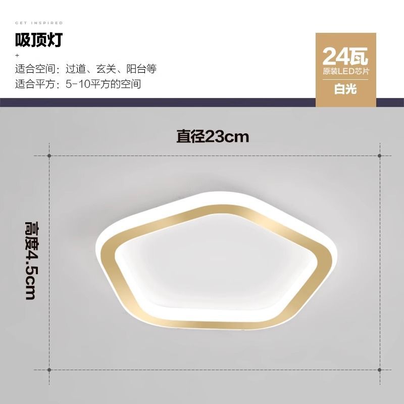 금색 [노출된 오각형] 23cm-24w-단색 백색광