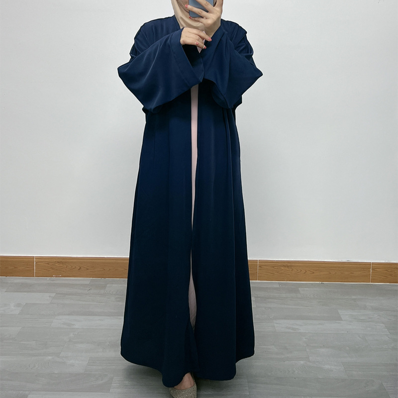 F390 Cross-Border Foreign Trade Middle East Dubai Women's Solid Color Zipper Cardigan Robe In-Stock Fashionable Loose_ecoleips.com