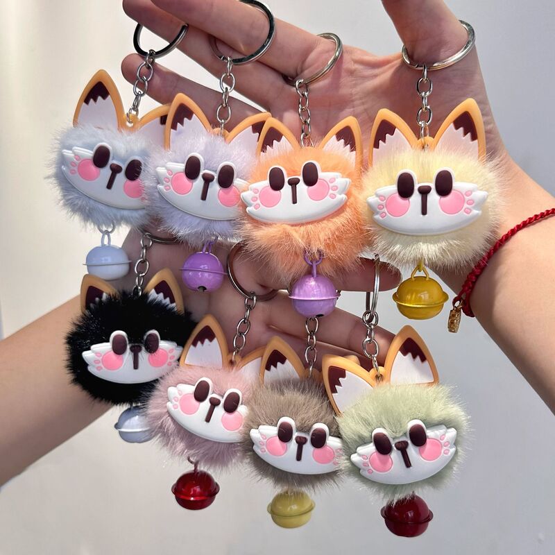 仿獭兔毛可爱招财猫毛绒挂件钥匙扣包包挂件毛绒小玩偶百搭钥匙扣|undefined
