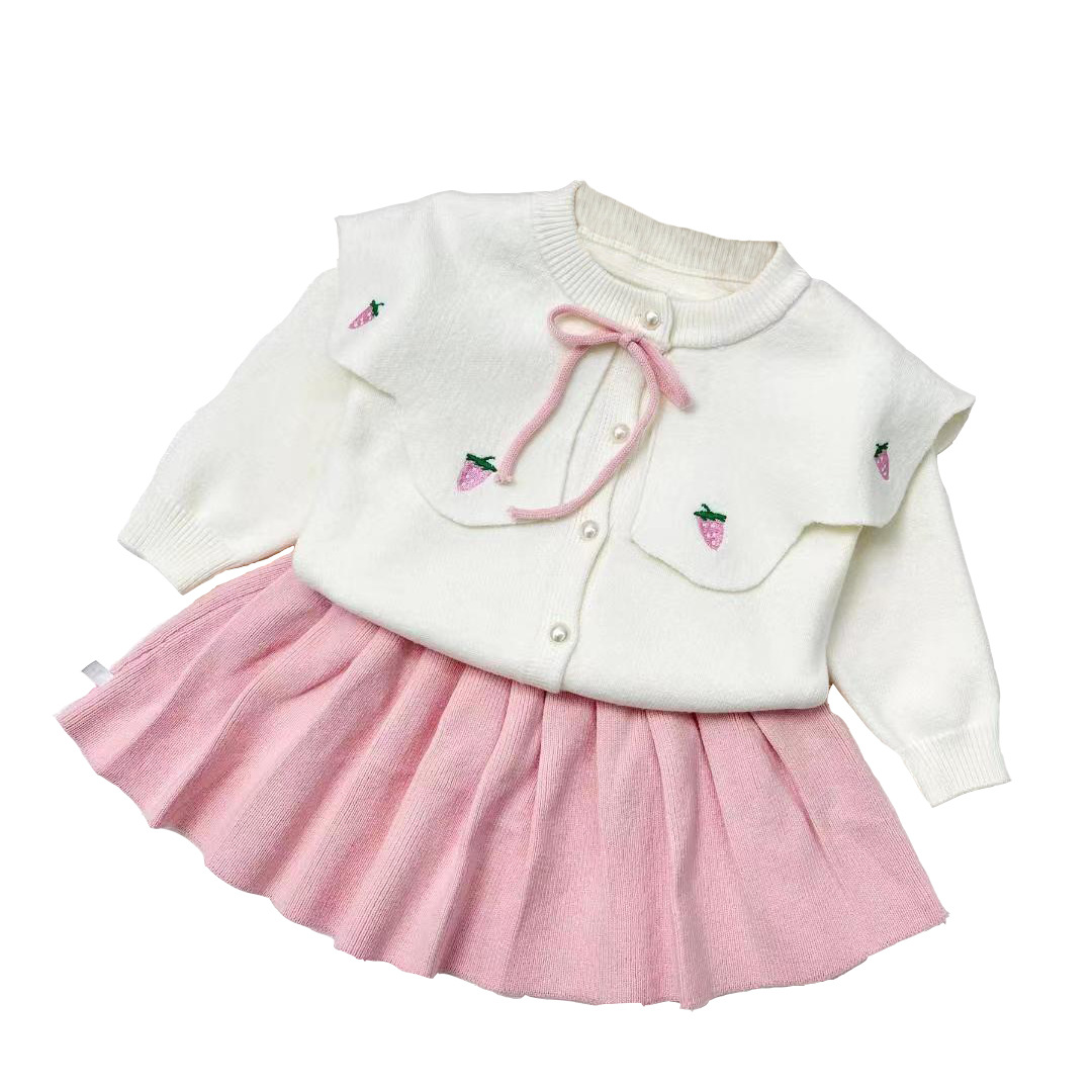 Cardigan lavorato a maglia per bambine, maglione per bambini, tesoro femminile in stile autunnale e invernale, foglia di loto in stile occidentale_voghion.com