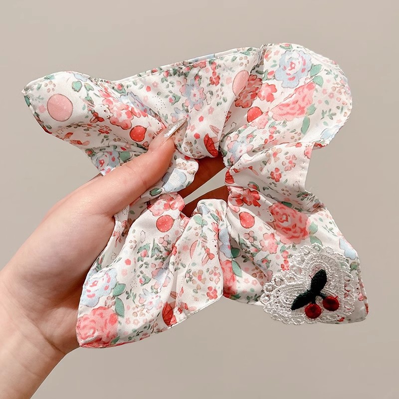 6#핑크 플로럴 체리 스퀘어 스카프 22*22cm