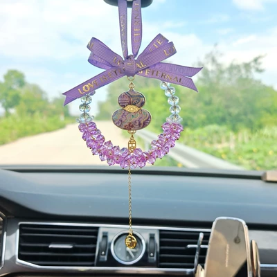 Crystal gourd car hanging Car hanging - amethyst-purple-embroidered-gourd-pendant