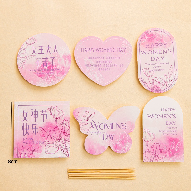 Día de la Madre Bowknot 4 cajas de vasos de papel portátiles Plug de decoración de pasteles Caja de embalaje de postres de mamá