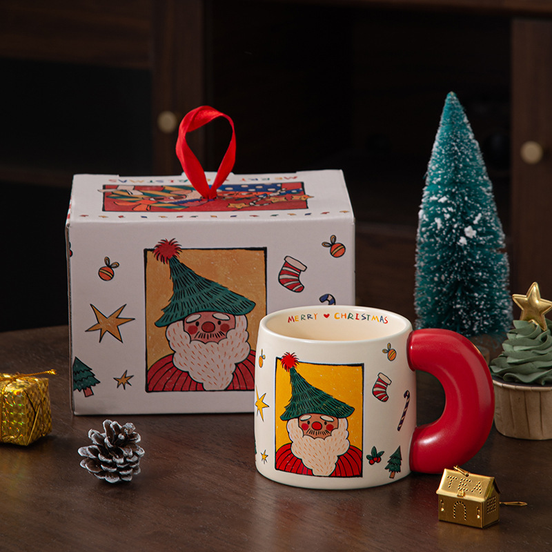 クリスマスギフトボックスセラミックカップマグカップ国境を越えたクリスマスカップ大きなカップかわいいカップオフィスコーヒーカップ|undefined