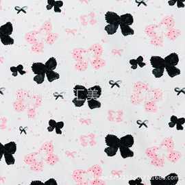 全棉40支数码印花布波点撞色蝴蝶结连衣裙童装女装衬衫家居服面料