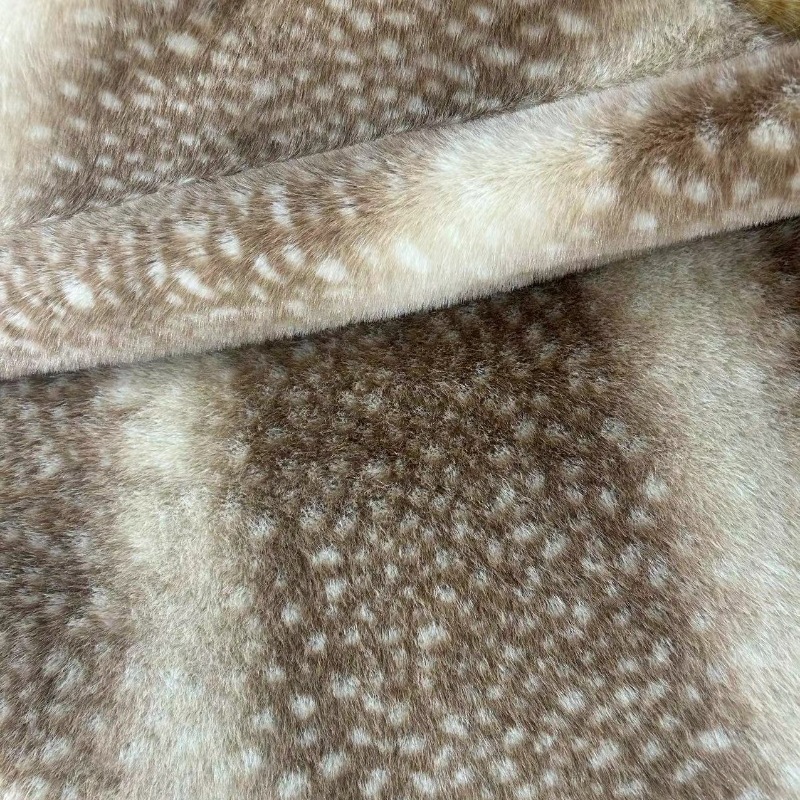 750g de pelo de conejo pequeño visón jacquard estampado de leopardo patrón de ciervo alto bajo abrigo abrigo bolsa tela de juguete en stock