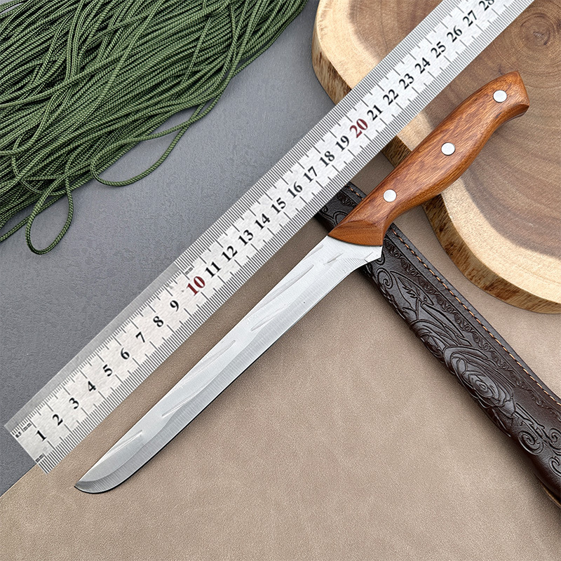 Hand-Forged Ham Knife, Stainless Steel Boning Knife, Household Kitchen Sharp Cooking Knife, Meat Processing Plant Meat Cutting and Bone Cutting Knife