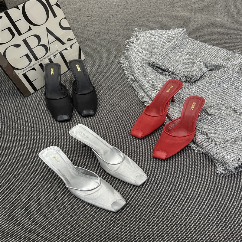 Women's slippers square toe stiletto heels
