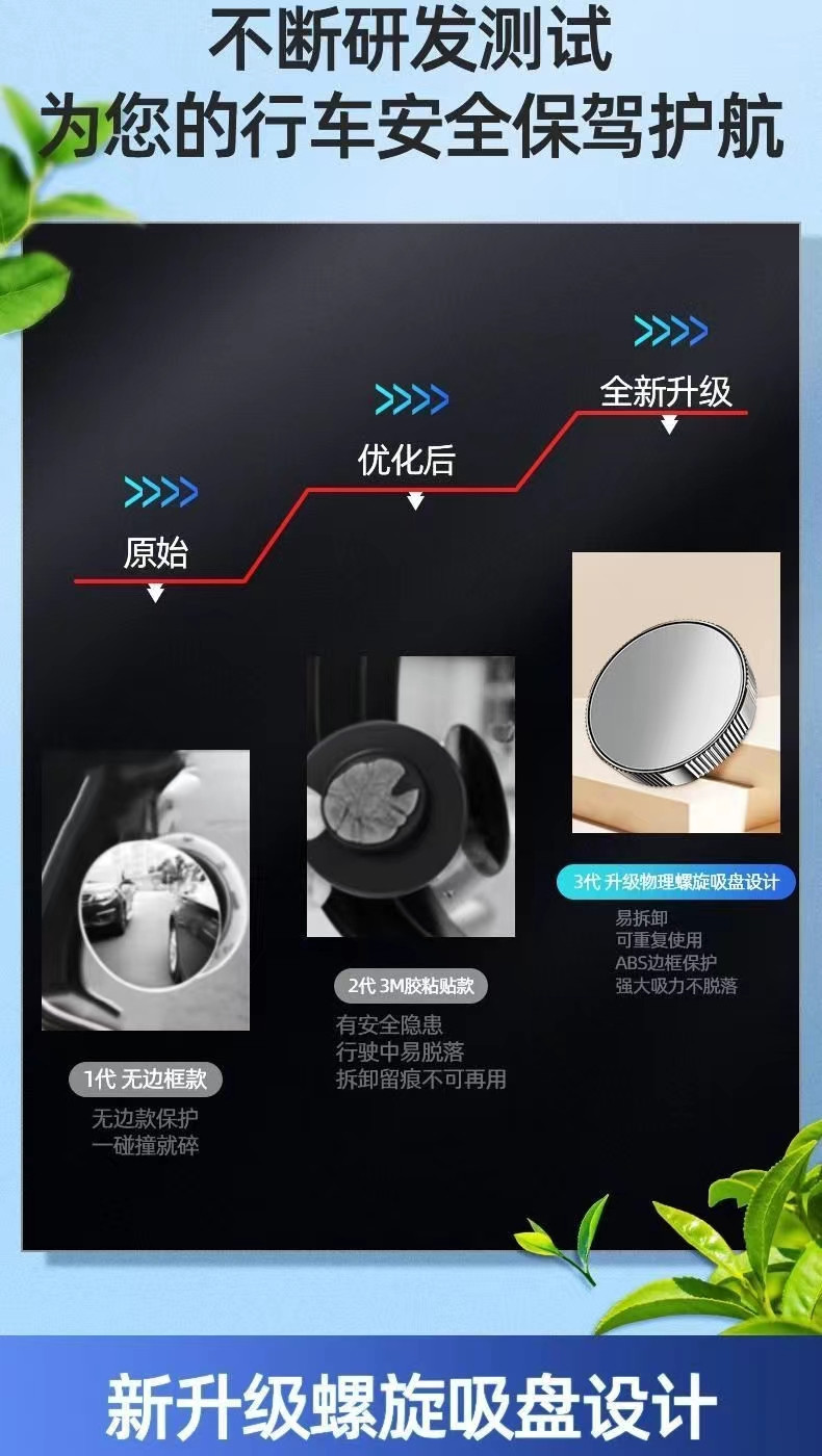 Rearview mirror blind spot mirror small round mirror HD large View 360 degrees adjustable auxiliary rearview mirror suction cup