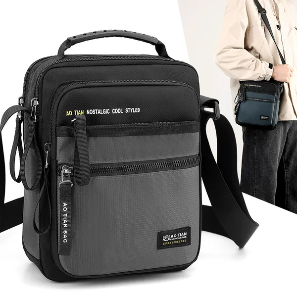 New Aotian Multi-Layer Men's Shoulder Bag Fashion Trendy Contrast Color Oxford Cloth Crossbody Bag Handbag 8651 #