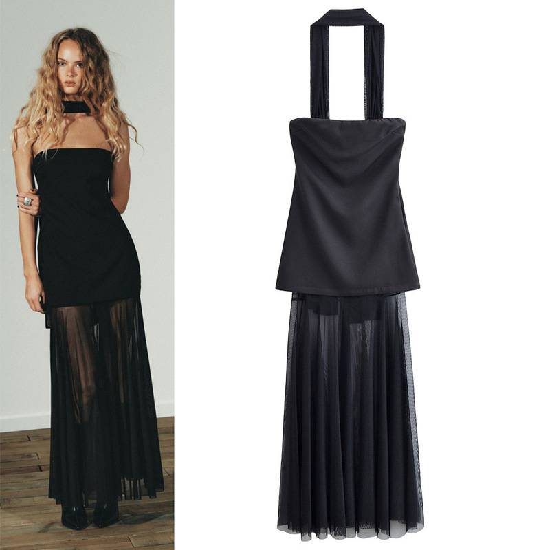 Aliexpress Cross-Border Export Wholesale 2025 Autumn and Winter New Women's Off-Shoulder Tube Top Design Dress Y12-2516 Aliexpress Cross-Border Export Wholesale 2025 Autumn and Winter New Women's Off-Shoulder Tube Top Design Dress Y12-2516