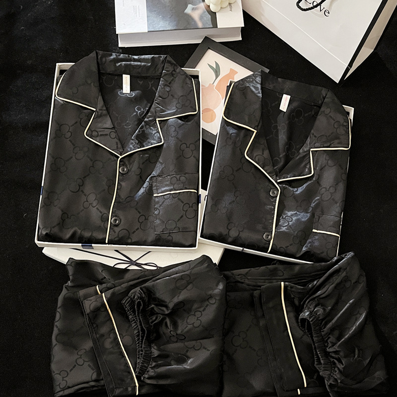 Pijamas de pareja de alto grado primavera y otoño seda de hielo manga larga celebridad de Internet 2023 Nuevo más tamaño ropa de hogar de seda para hombre invierno