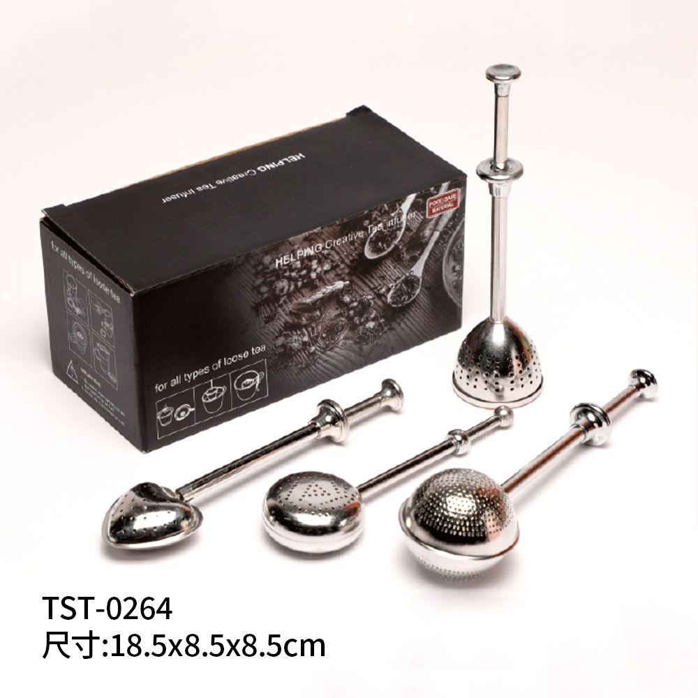 Suministro directo de fábrica fabricante de té 304 colador de té de acero inoxidable simple plegable juego de té binaural accesorios gran cantidad en stock