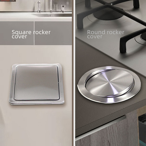 Hotel stainless steel embedded cover trash can lid household kitchen swing lid flip lid bathroom sink counter commercial cover