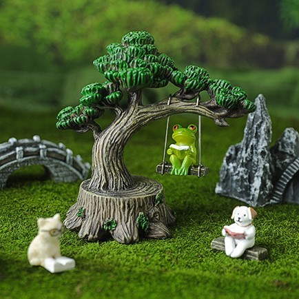Micro-Landscape Creative Artificial Green Tree Swing Gardening Ecological Bottle Scene Decoration Accessories Fish Tank Small Ornaments