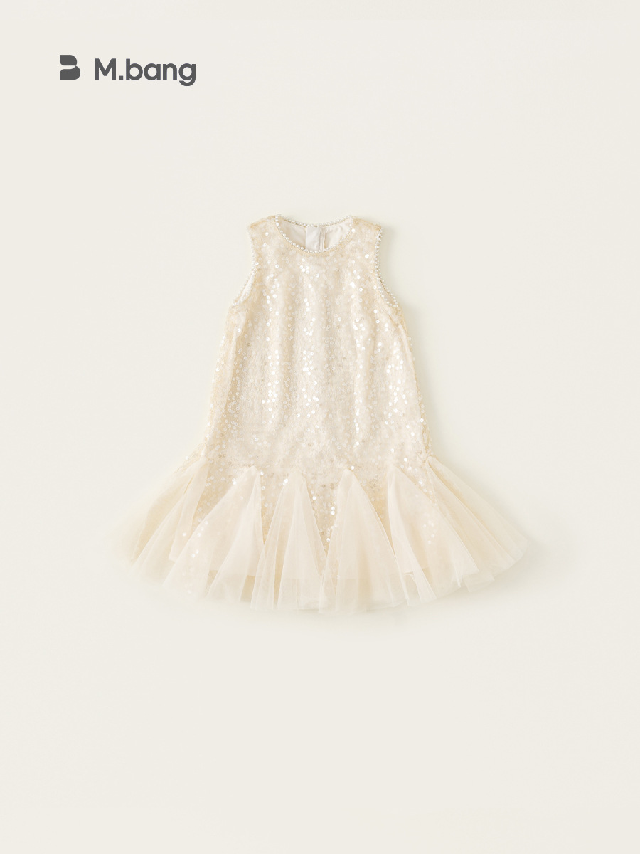 Youbao ropa para niños niñas vestido de costura de malla con lentejuelas verano nuevo vestido de princesa para niña falda de chaleco para niños