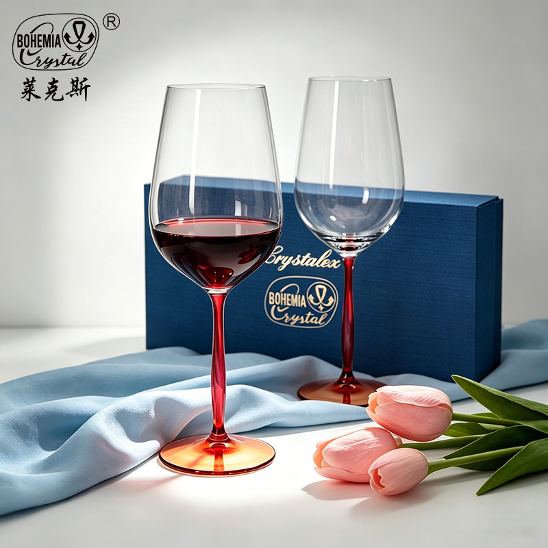 Tazas de vino de cristal de alta calidad de importación checa, tazas de bordeaux de alta calidad, regalos de negocios, tazas de pie alto, caja de regalos