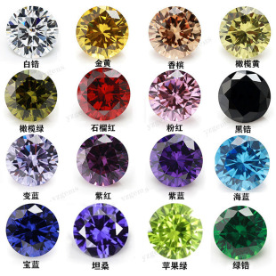 Zircon Loose Diamond Round Pointed Bottom 0.9-3.0 Aaa+ Gemstone Colorful White Artificial Gemstone Artificial Gemstone Bright Stone