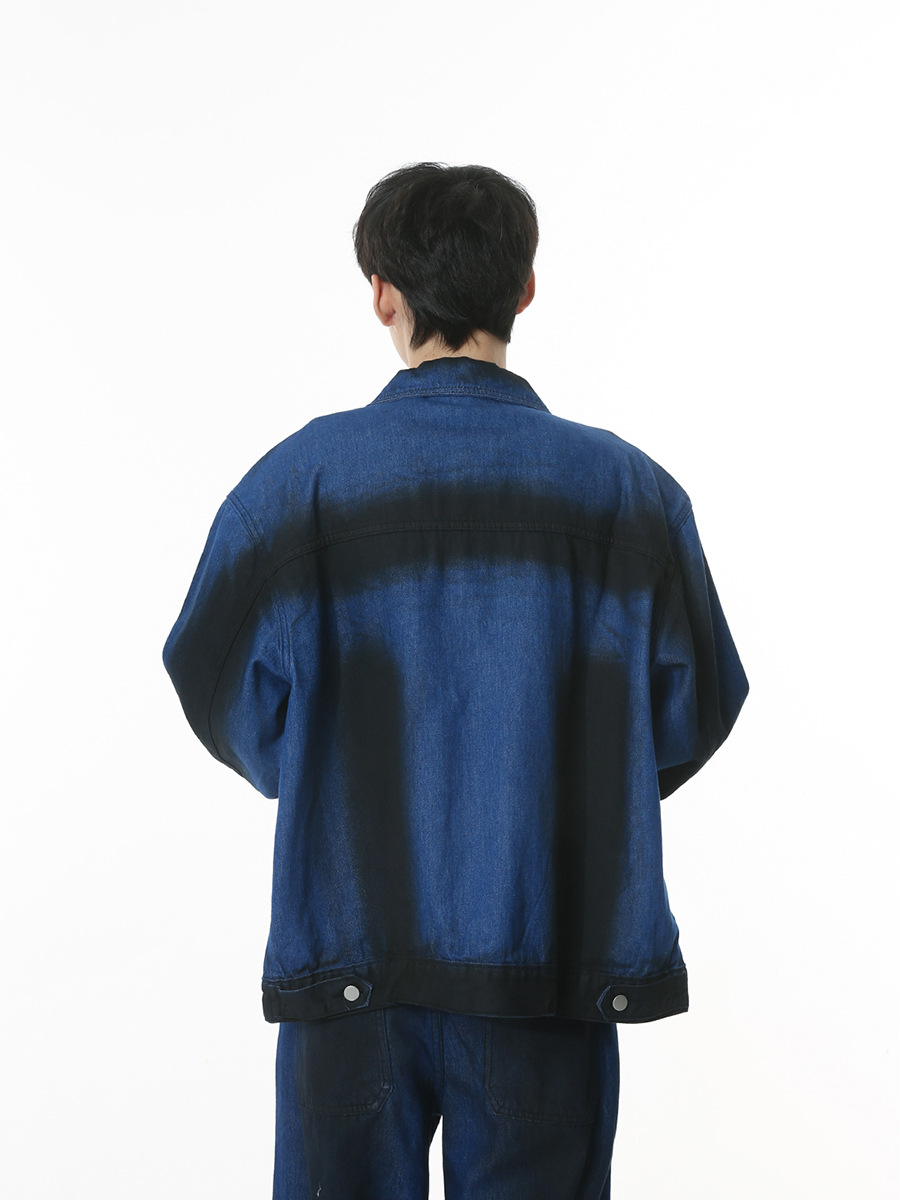 Mtlclothes ropa de Hombre | 2023 otoño nuevo estilo coreano flojo retro gradiente natural azul denim traje