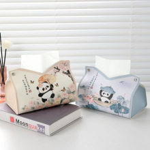 创意新国风纸巾盒家用客厅餐巾纸盒可爱熊猫多功能收纳摆件抽纸盒