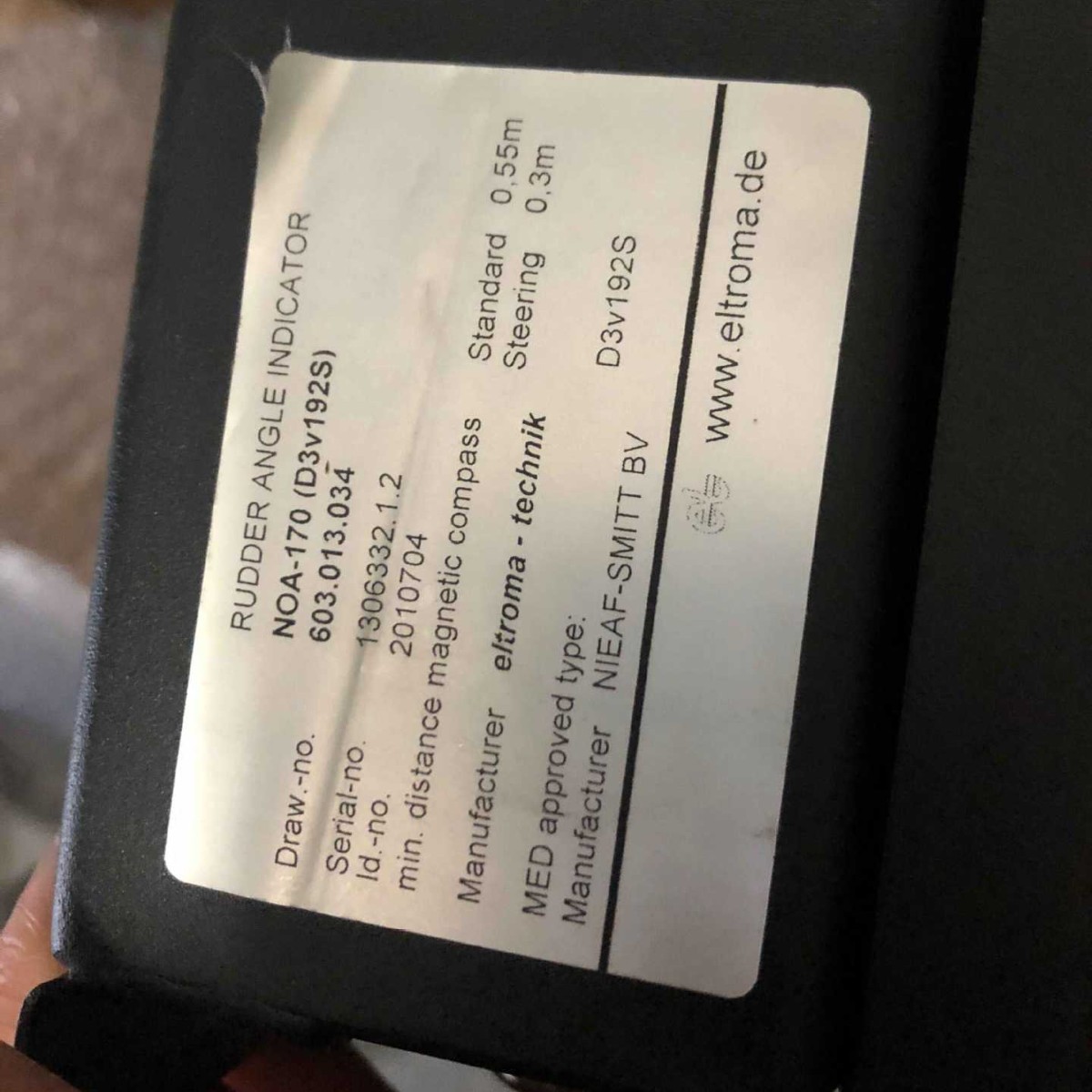 eltroma 船用仪表NOA-170 DRAW NO;603.013.034