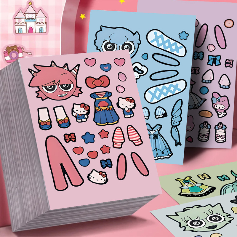 24 Large Rhythm Box Slo Version Dress-Up Stickers Kidsren's Educational Toy Collection Hot-Selling DIY