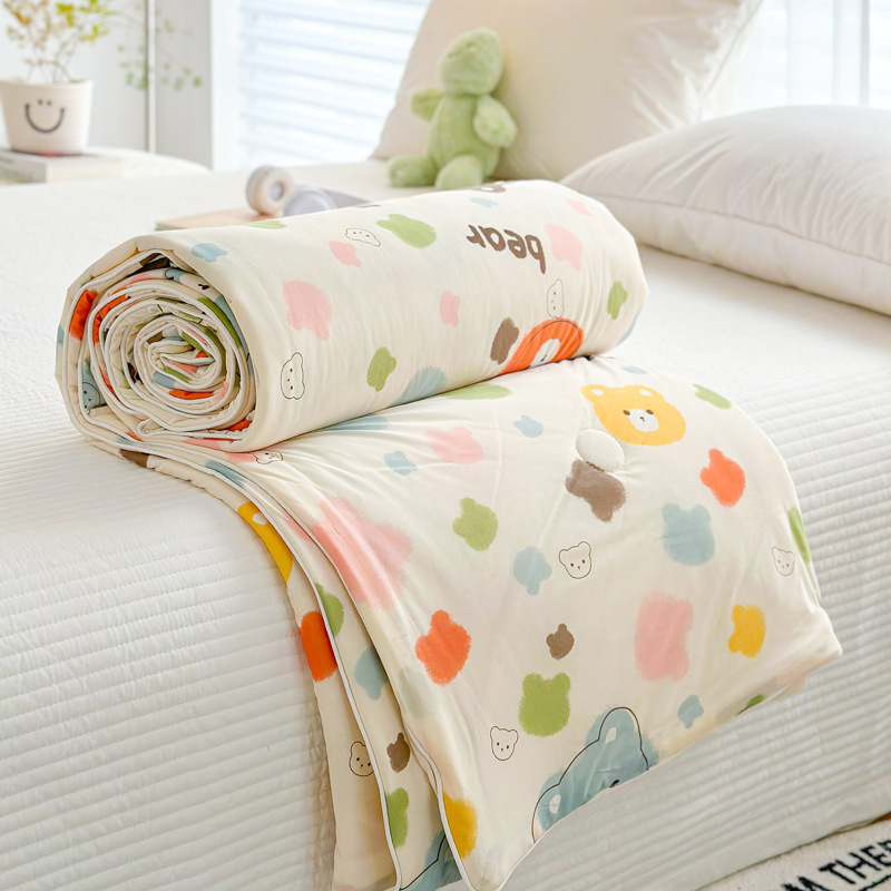 Sensación fresca de verano, seda helada, edredón fresco de verano, edredón de aire acondicionado, edredón delgado doble, dormitorio de estudiantes, edredón de verano, lavable a máquina