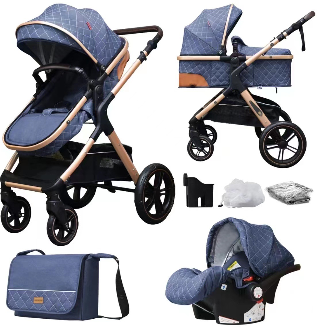 Cochecito de bebé Vista alta puede mentir luz plegable amortiguador de dos vías bebé coche cesta cochecito