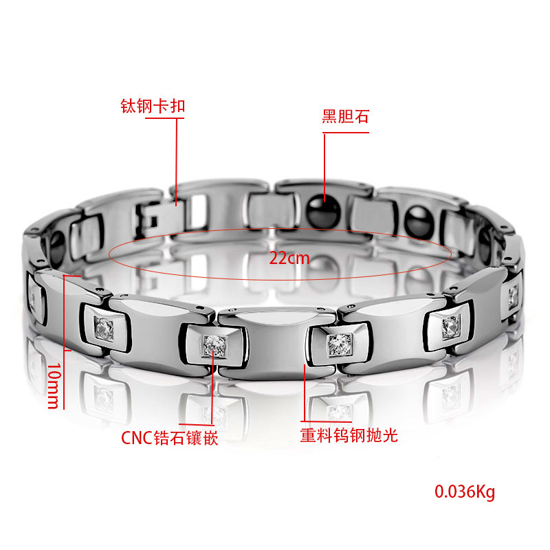 Pulsera de estilo coreano en stock al por mayor de acero de tungsteno con incrustaciones CNC ZIRCON par imán pulsera de San Valentín día pareja joyería