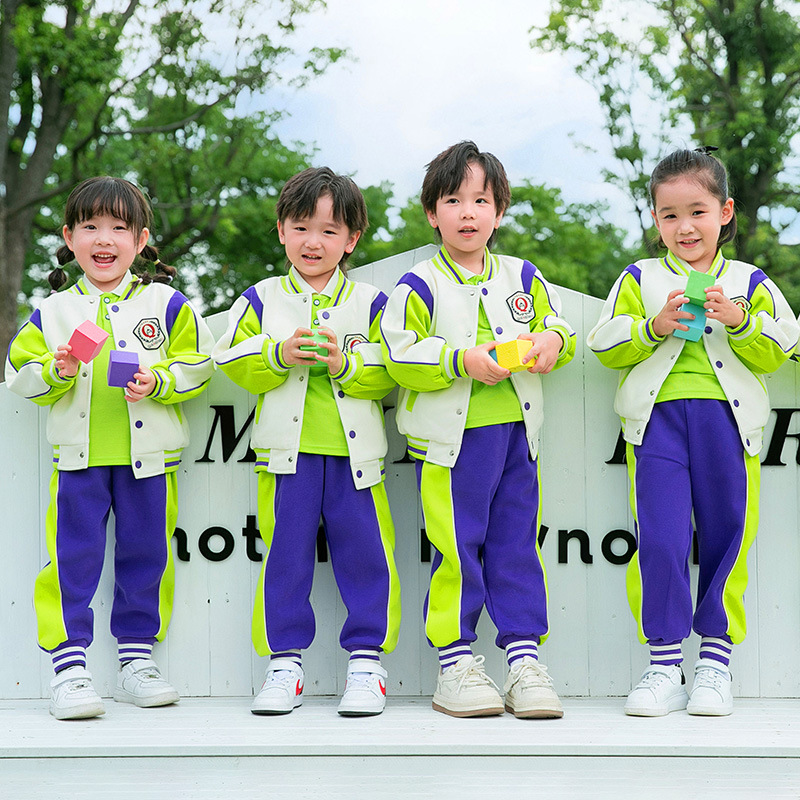 幼兒園園服春秋裝三件套兒童班服學院風小學生校服套裝衝鋒衣校服