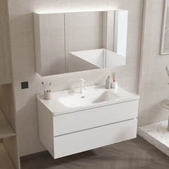 Smart bathroom cabinet ceramic integrated basin bathroom sink washbasin cabinet set solid wood bathroom vanity sink