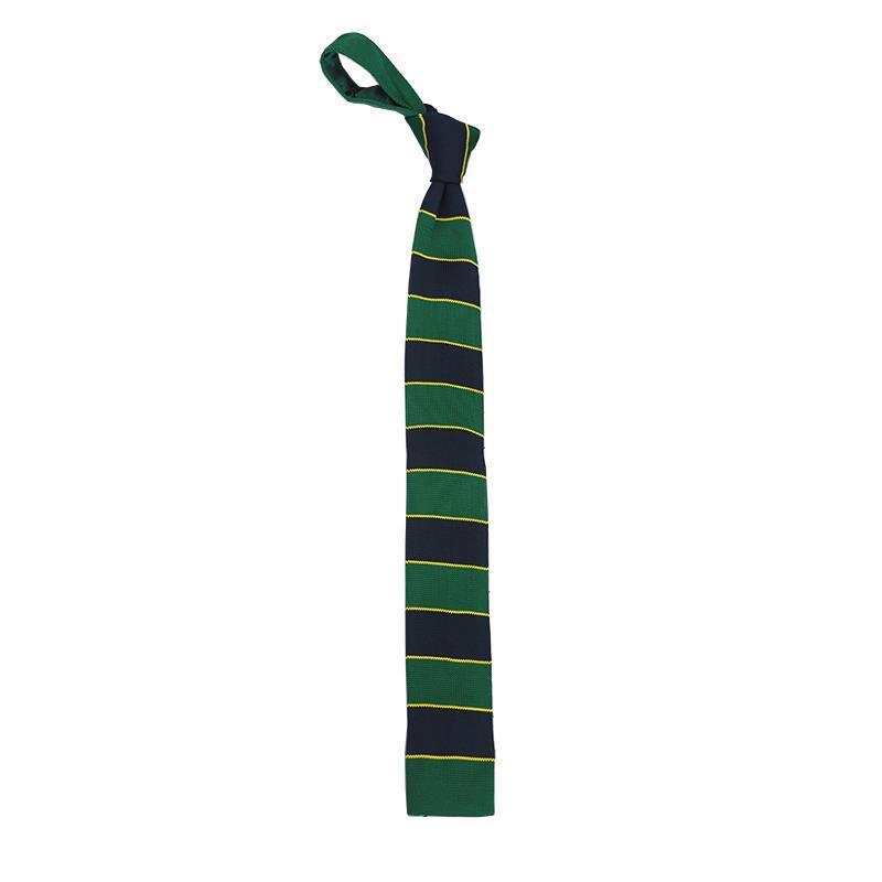 Tie Men's Narrow Wool Casual British Academy Style 6cm Knitted Flat Head Distinctive Green Stripe Thin Black and White