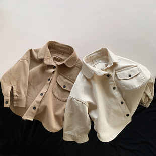 Boys' Shirt Autumn New Children's Korean-style Retro All-match Western-style Shirt Girls' Japanese-style Baby Cotton Jacket
