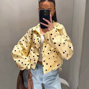 AYM038556 Drawstring Polka Dot Jacket and Shorts Set Aoyema wholesale