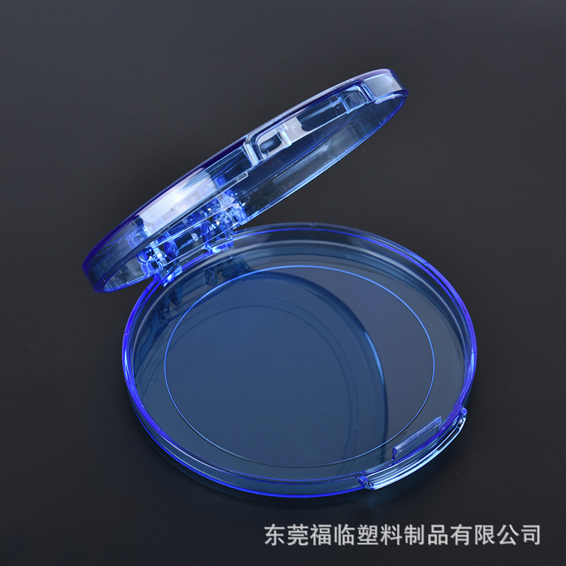 MS透明塑料盒圆形铰链盖空盒98x16单反滤镜包装盒徽章饰品收纳盒