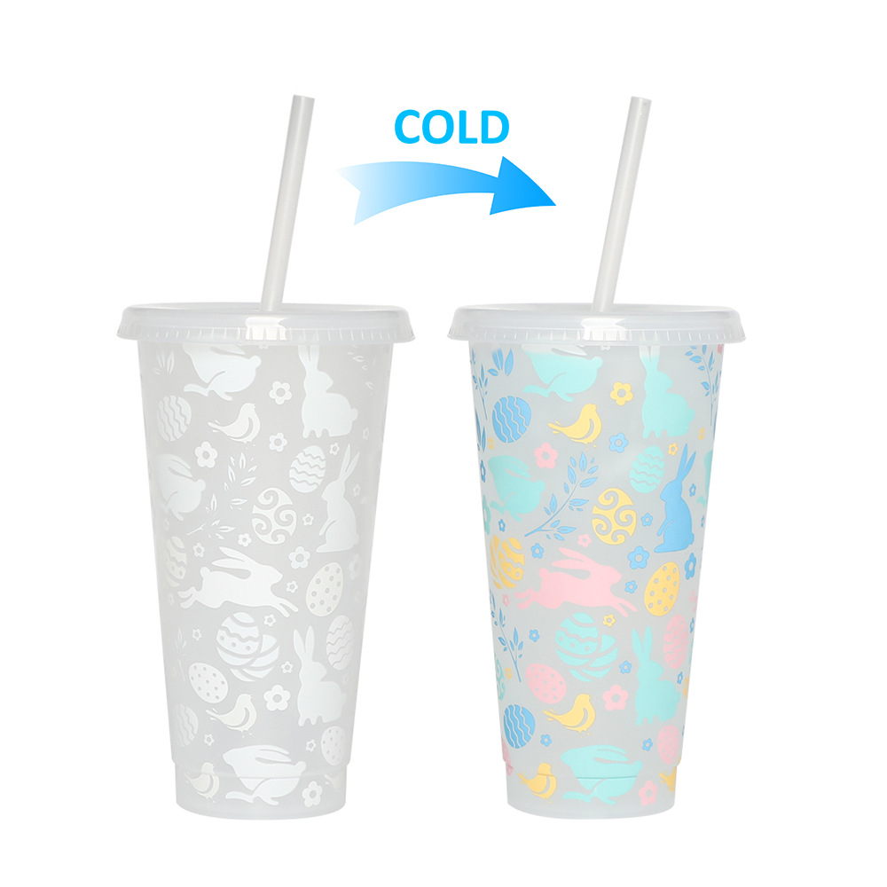 Spot transfronterizo de 710ml taza de plástico de color frío de gran capacidad PP taza de té con leche bebida fría con taza de paja con fábrica de inspección NBCU