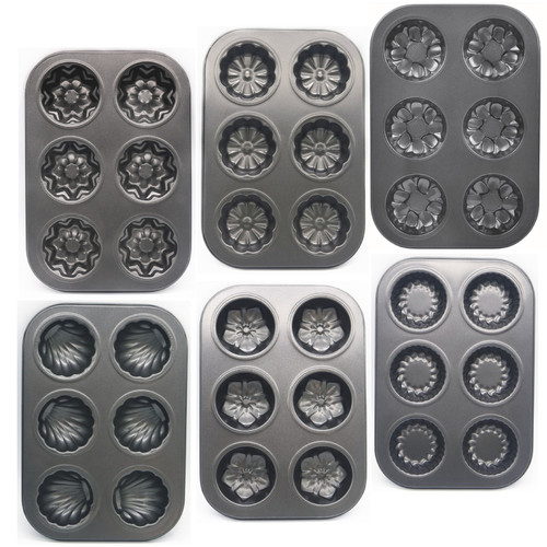 6-piece factory wholesale Madeline shell banana pumpkin baking tray tart mold 12-cavity cupcake pan