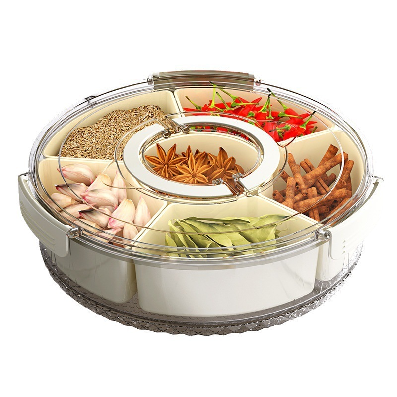 手提冰箱收纳盒跨境食品级密封水果沙拉保鲜盒可旋转六分格储物盒|undefined