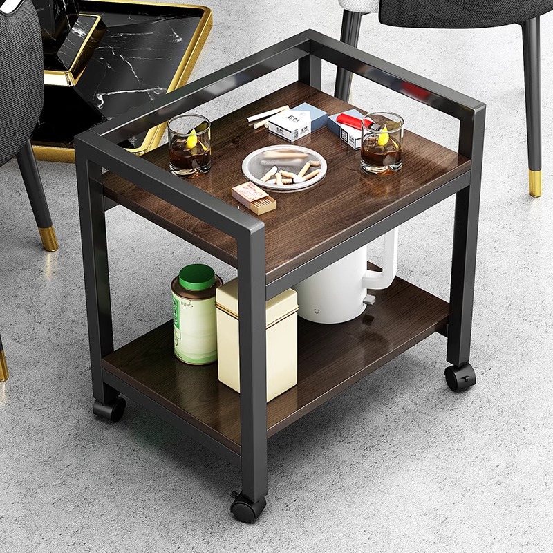 Mesa de mahjong, mesa de centro, estante de té, mesa lateral pequeña de doble capa móvil, sala de ajedrez y cartas, mini mesa de té especial para jugar a las cartas